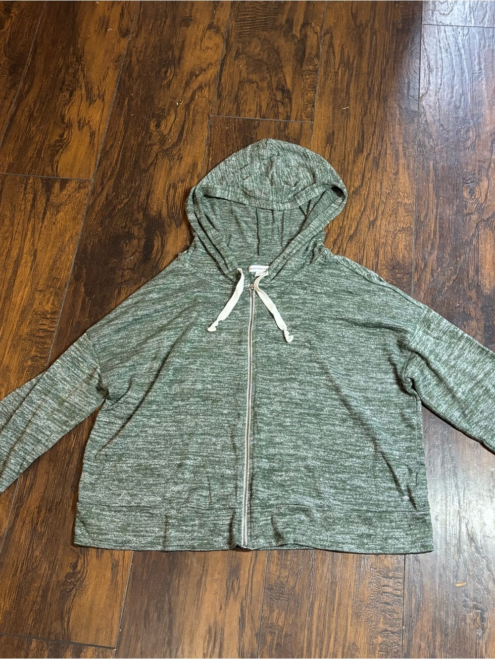 American Eagle Outfitters Green Zip-Up Hooded Sweater Size Large